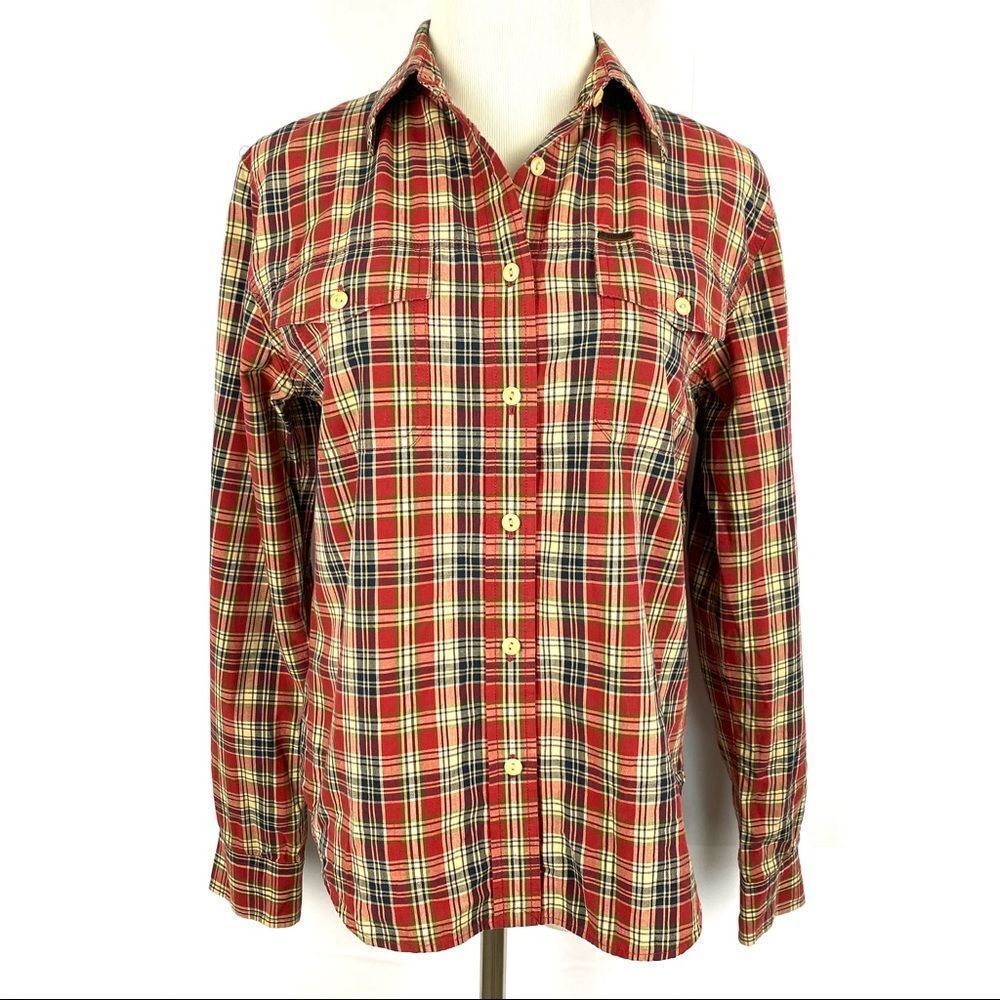 RALPH LAUREN Red Plaid Button-down 2 Front Pockets Long Sleeve Shirt